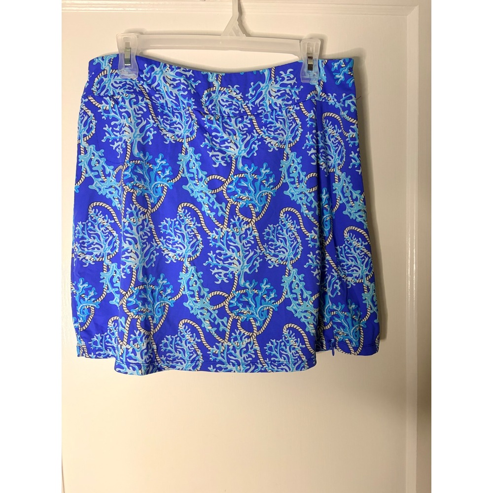 Lulu-B Blue Coral Rope Nautical Print Skort Women Large Golf Tennis Activewear